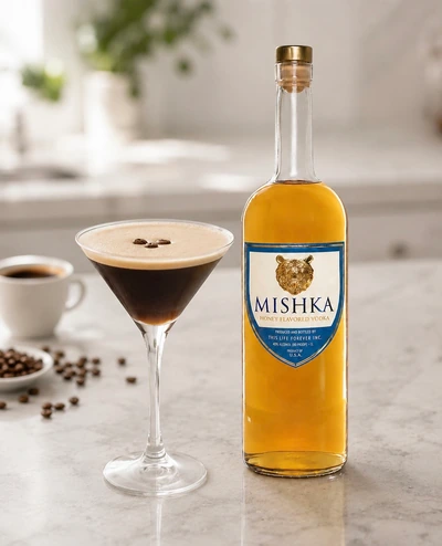Buzzed Bean Martini, made with Mishka Honey.