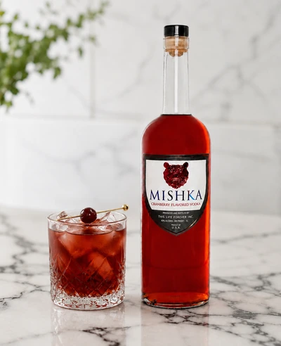 Crimson Fizz, made with Mishka Cranberry.