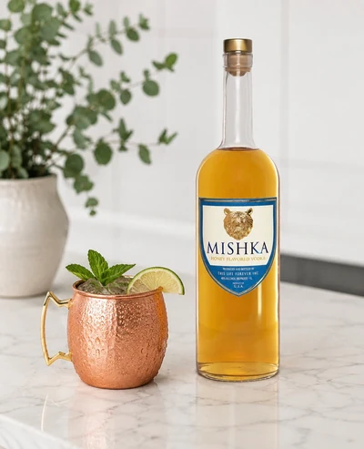 Golden Buzz Mule, made with Mishka Honey.